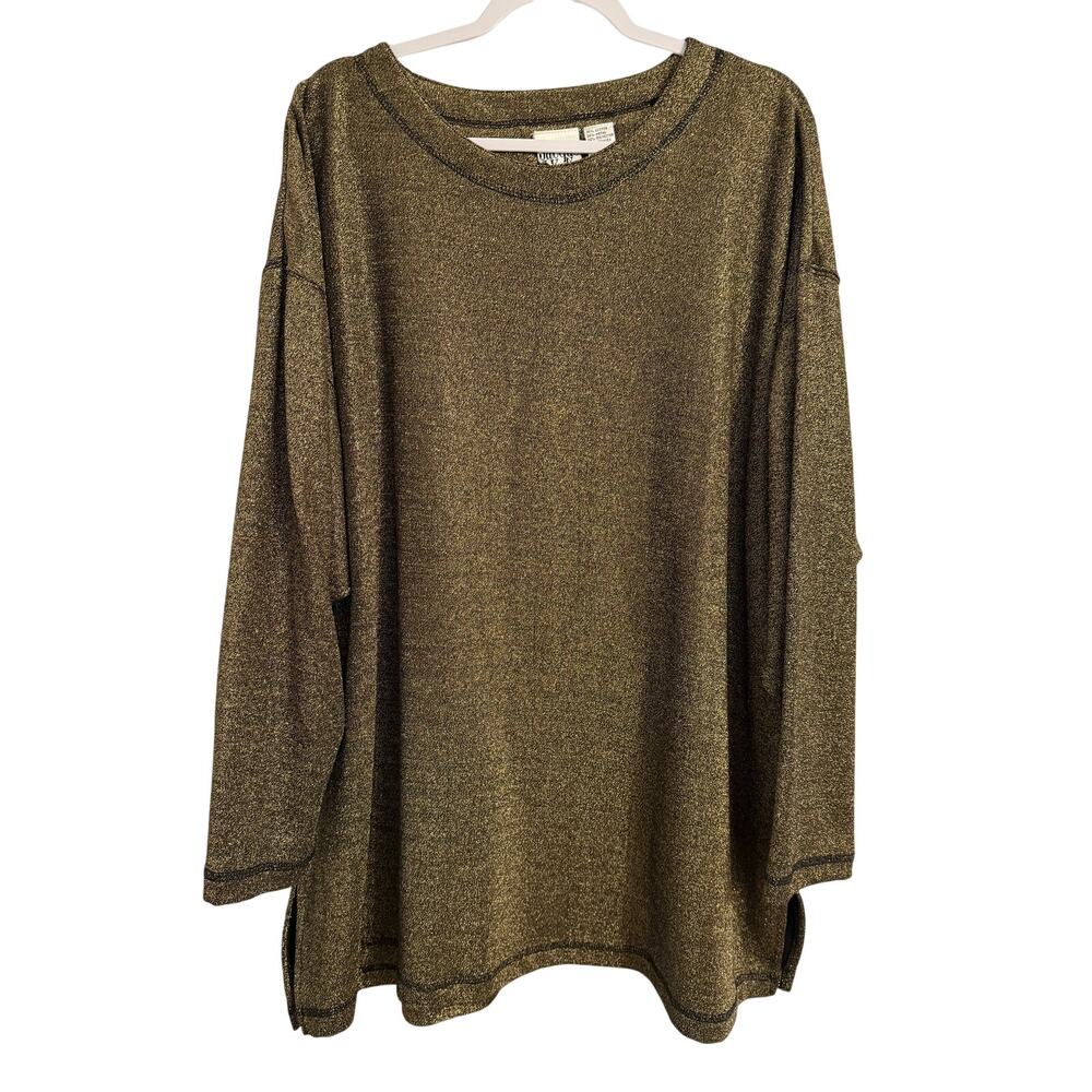 Vtg Jacque & Koko NWT Women's Plus 22/24 Gold Metallic Glitter Glam Tunic‎ Top